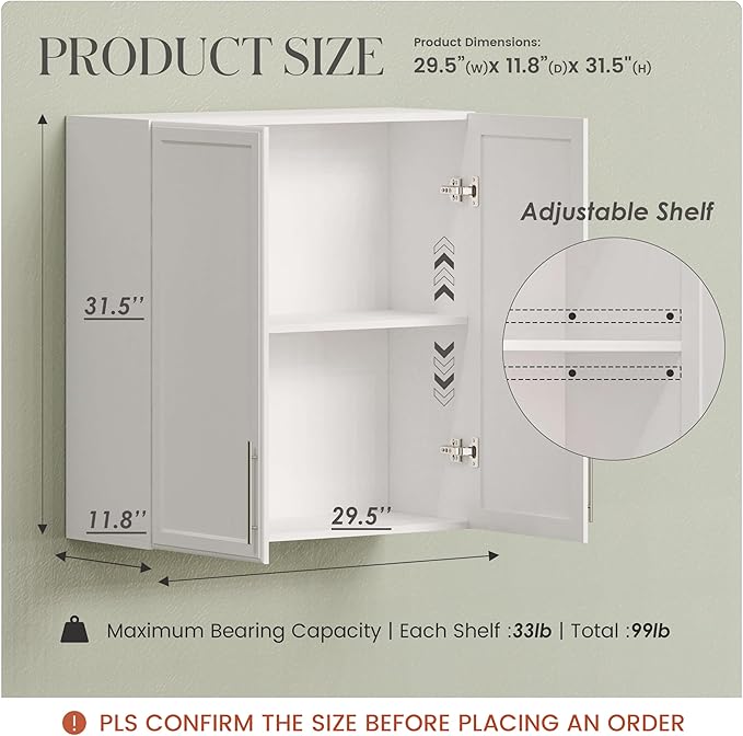 FIMELLO 30" Laundry Room Cabinets Wall Mounted - Image 2