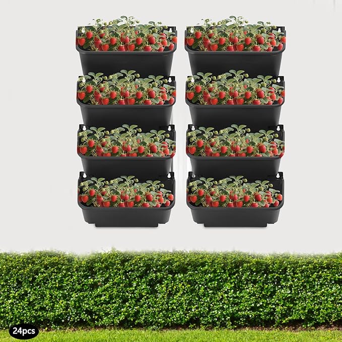 Vertical Wall Planter with 24 Plastic Pots, Wall-Mounted Garden Planter - Image 6