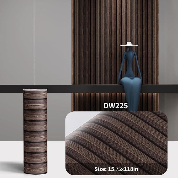 Haimin Wood Grain Slat Wall Panels Peel and Stick Faux Wood Thick Wallpaper - Image 2
