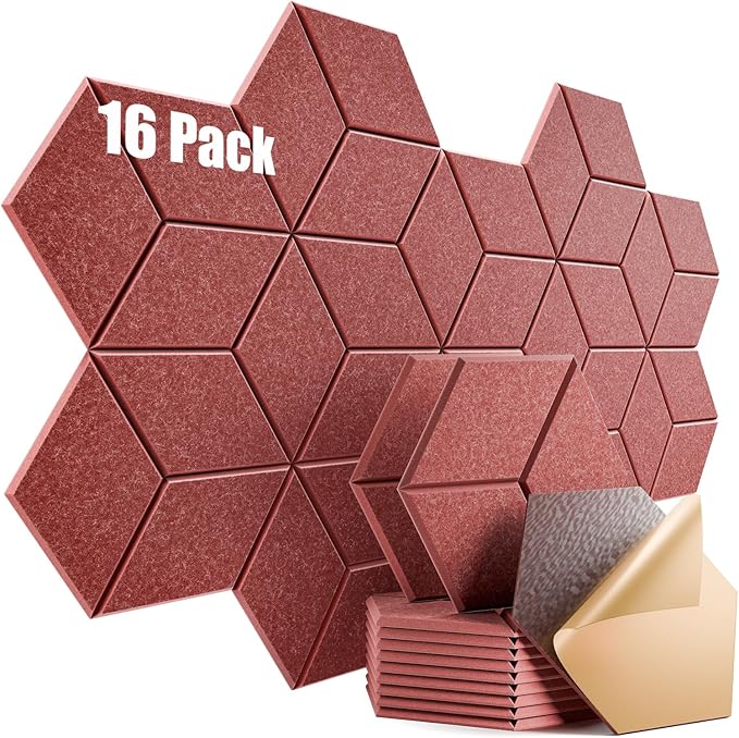 16 Pack Self-Adhesive Acoustic Panels 12" X 10" X 0.4" by Dailycooper