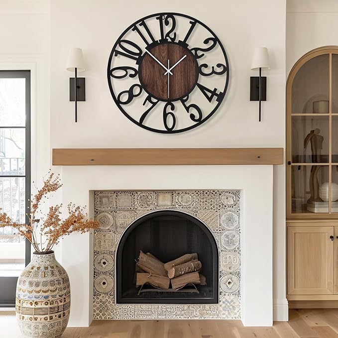 Maxstar Large Round Wall Clock for Living Room Decor Battery Operated Non - Image 5