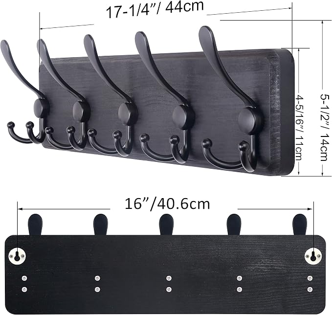 SKOLOO Rustic Wall Mounted Coat Rack: 16" Stud Spacing, Pine Real Wood Plank - Image 5