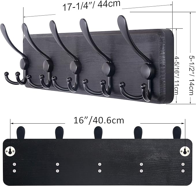 SKOLOO Rustic Wall Mounted Coat Rack: 16" Stud Spacing, Pine Real Wood Plank - Image 5
