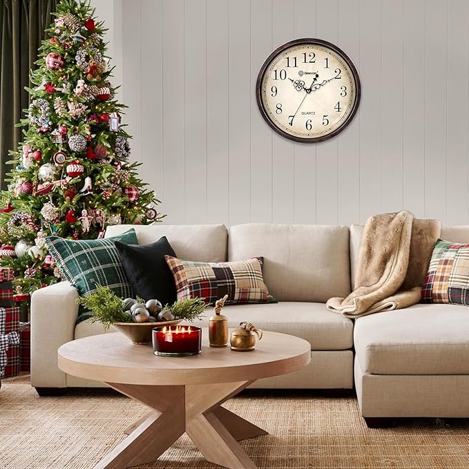 Geevon Retro Silent 12 Inch Wall Clock Non Ticking, Rustic Vintage Clock Quartz - Image 6