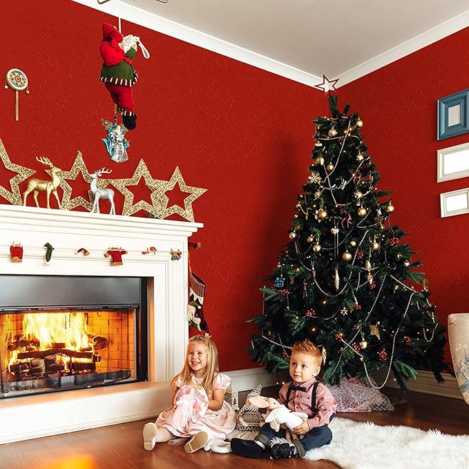 Abyssaly Red Wallpaper Peel and Stick Removable Self Adhesive Embossed Silk - Image 2