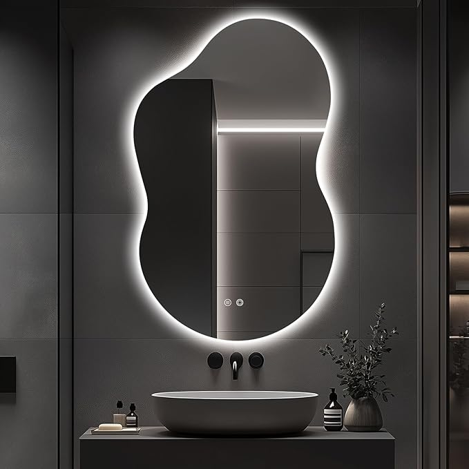 48"x30" Irregular LED Lighted Vanity Mirror by Unknown
