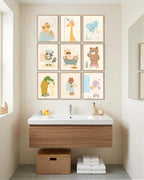 tgguytiy Kids Bathroom Wall Art Set of 9 Cute Animal Bathroom Decor - Image 4