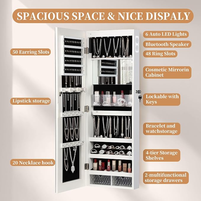 LED Mirror Jewelry Cabinet - Image 7