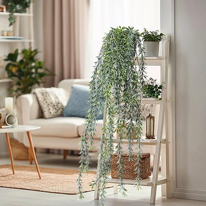 Artificial Hanging Plant 2 Pcs Faux Plant Ivy Vine Faux Eucalyptus Vines Fake - Image 6