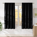 NICETOWN Black Faux Linen Room Darkening Rod Pocket Curtains 63 inch Length by NICETOWN