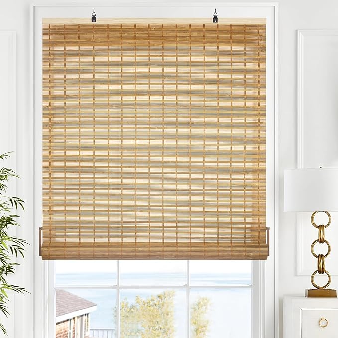 LazBlinds Cordless Bamboo Roll Up Shades by LazBlinds