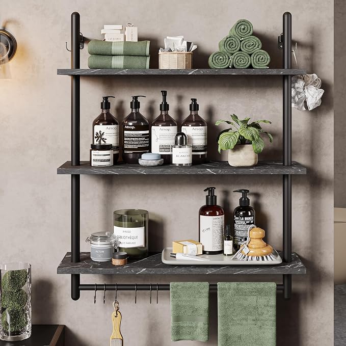 Bestier Floating Pipe Shelving, 31.5" Floating Kitchen Shelves Wall Mounted - Image 6