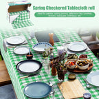 Kochorie 54 Inch x 300 Ft Light Green Checkered Plastic Table Cloth Roll - Image 5