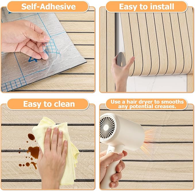 Arthome Peel and Stick Slat Wall Panels 15.7 "x240, Self-Adhesive PVC Wood - Image 6