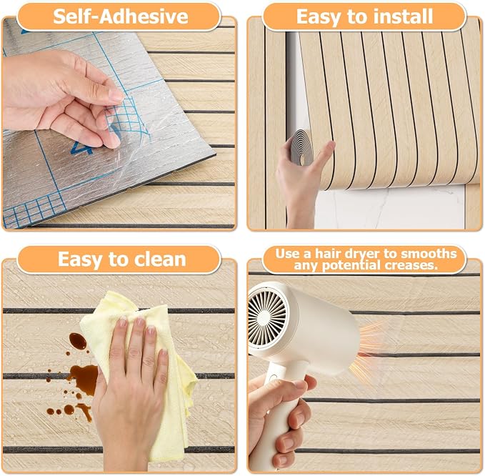 Arthome Peel and Stick Slat Wall Panels 15.7 "x120, Self-Adhesive PVC Wood - Image 6