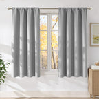 NICETOWN Light Grey Faux Linen Room Darkening Rod Pocket Curtains 63 inch Length by NICETOWN