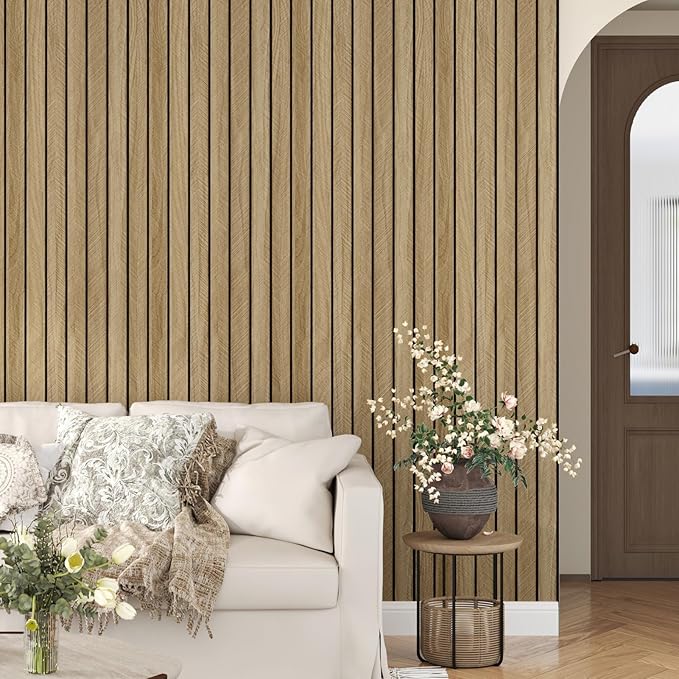 3D Brown Wood Panels for Walls 118" x 11.8" Acoustic Slat Wall Paneling Peel - Image 2