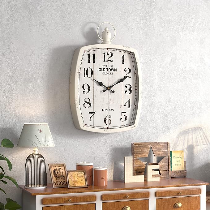 Menterry Large Retro Rectangle Wall Clock, Battery Operated Silent Decor Wall - Image 7