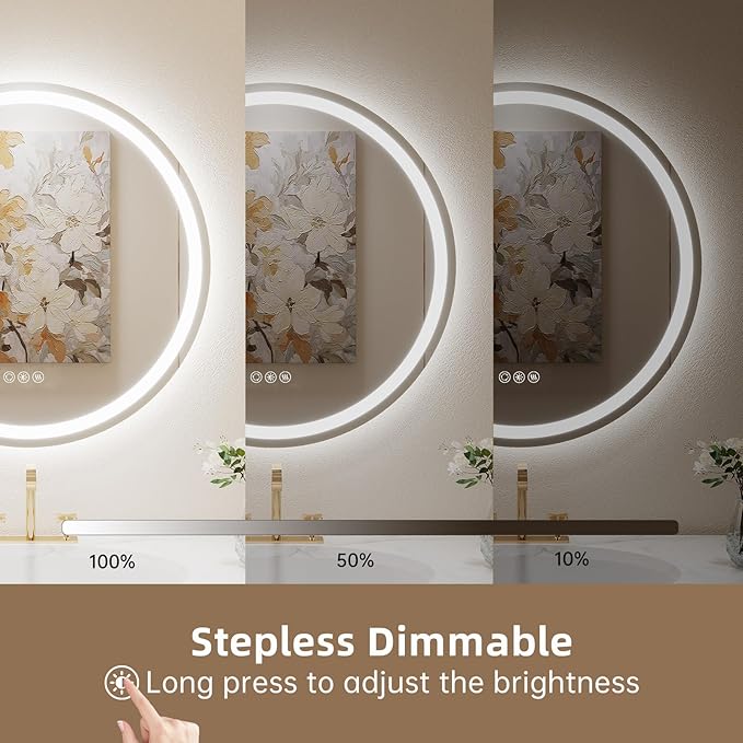 LOVESPEJO 24" Round LED Bathroom Mirror - Image 3