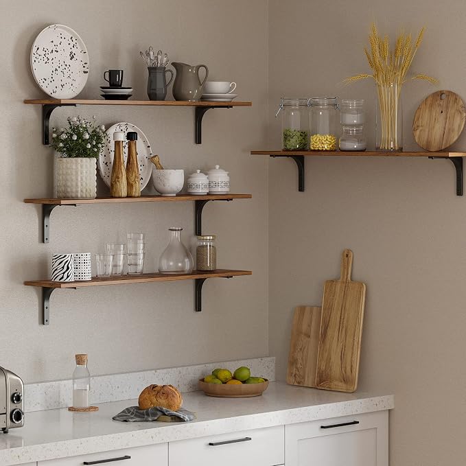 DINZI LVJ Long Wall Shelves, 39.4Inch Wall Mounted Shelves Set of 4, Extra - Image 5