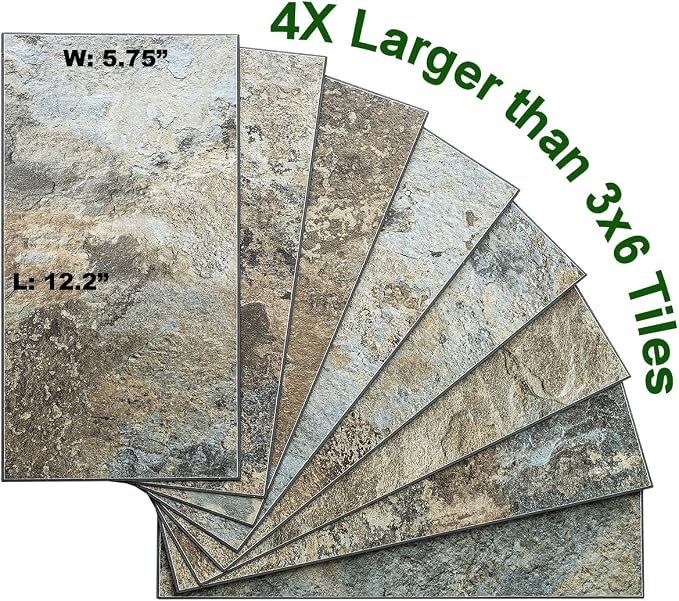 AULIGET 6" x 12" Beige & Brown Slate Peel and Stick Backsplash Wall Tiles - Image 3