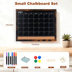 Chalkboard Calendar for Wall, Small Rustic Framed Magnetic Chalkboard & Cork - Image 2