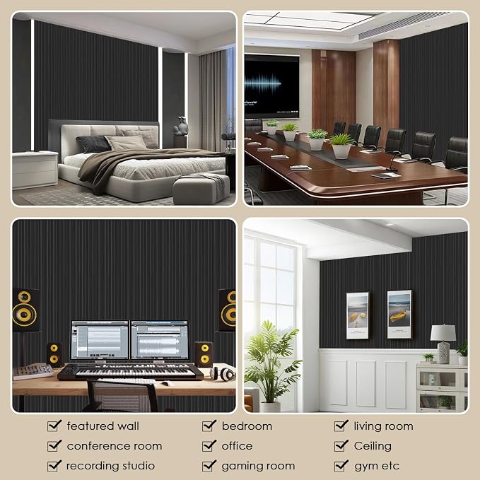 16-Pack 3D Slat Wall Panels — Soundproof Faux Wood Panels - Image 6