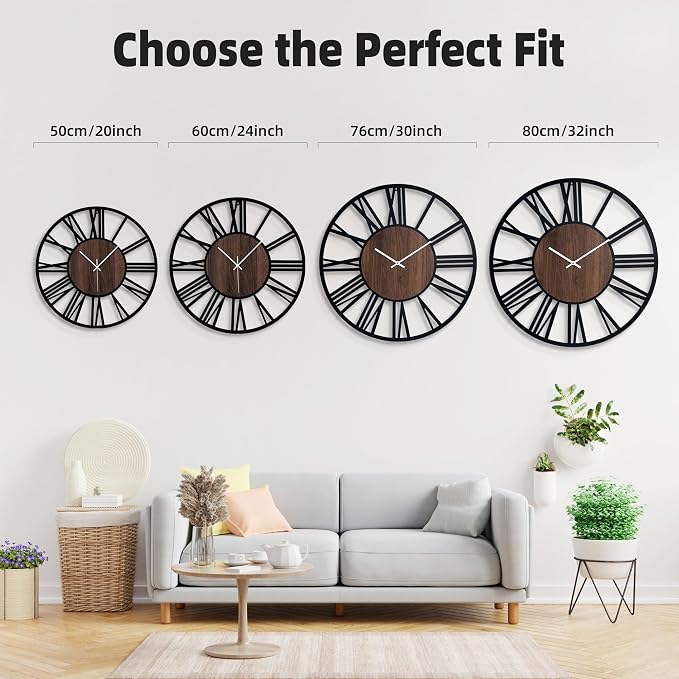 24'' Silent Wall Clock with Night Light, Glow in The Dark Decorative Wall Clock - Image 3
