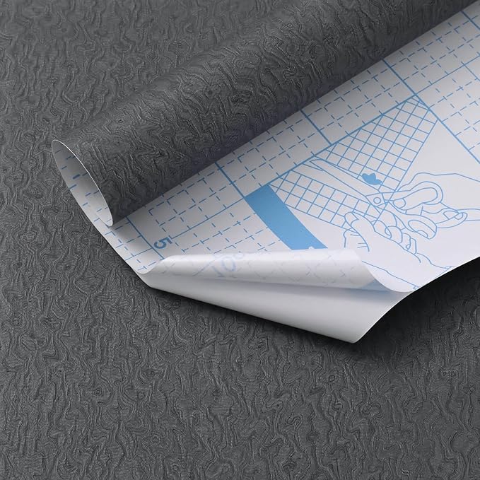 Heroad Grey Peel and Stick Wallpaper Modern Contact Paper Dark Grey and Black - Image 2