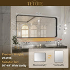 TETOTE 60 x 30 Inch Black Vanity Mirror, Rectangle Matte Metal Frame - Image 6