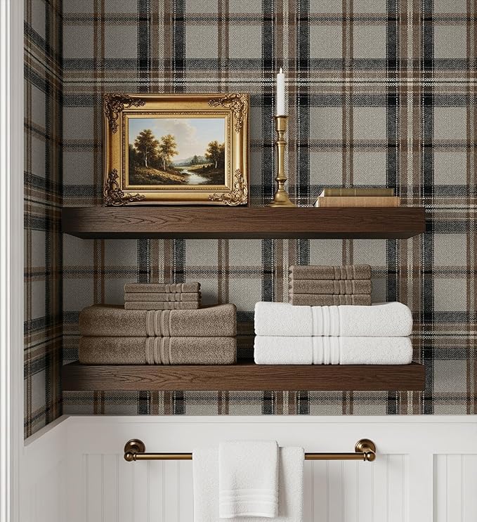 NextWall Harry & Grace Herringbone Plaid Premium Matte Non-Woven Peel and Stick - Image 5