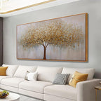 Abstract Wall Art Gold Tree of Life Framed Artwork Canvas Painting Textured by VHMING