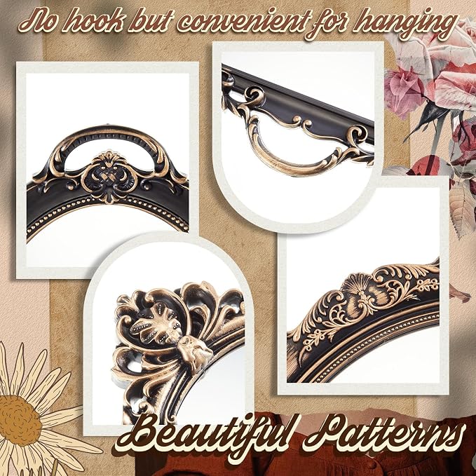 Beeveer 4 Pcs Vintage Gold Mirrors Set Decorative Hanging Wall Decor - Image 3