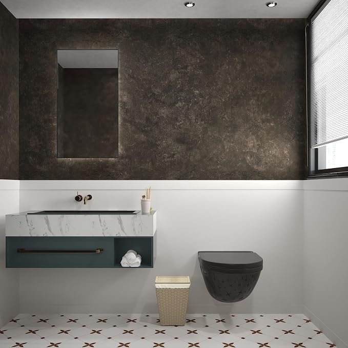 3yecao 31"×157" Big Roll Wide Thick Dark Brown Tan Grey Concrete Wallpaper Peel - Image 8