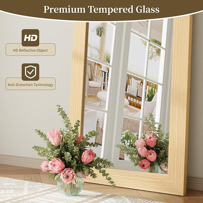 Syndra Modern Full Length Mirror Wood Frame, 56x20'' Large Floor Mirror - Image 6