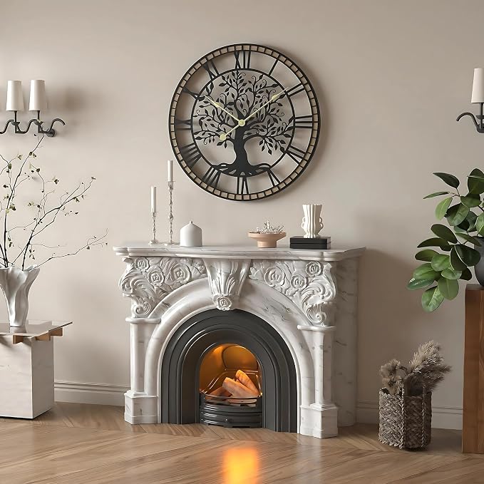 Micasso Rustic Oversize Wall Clock: 35Inch Farmhouse Tree of Life Metal - Image 6