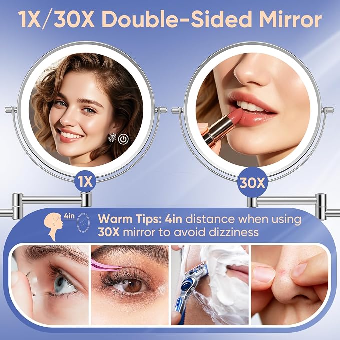 FUNTOUCH 9" Wall Mounted Makeup Mirror - Image 2