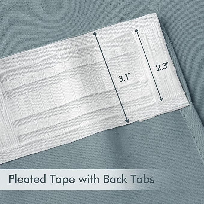 MIULEE Slate Blue Back Tab Blackout Curtains 108 Inch Long 2 Panels Set - Image 4