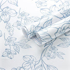 Ismoon Peel and Stick Wallpaper Blue and White Contact Paper Modern Flroal Wall by Ismoon