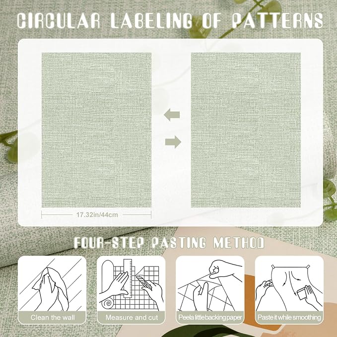 Amiya Grasscloth Wallpaper Sage Green Peel and Stick Faux Fabric Linen Contact - Image 8