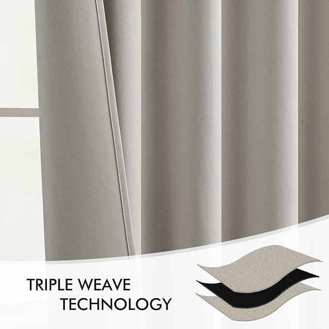 MIULEE Natural Back Tab Blackout Curtain 96 Inch Long 2 Panels Set - Image 7