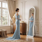 Arched Full Length Mirror with LED Lights, Body Floor Mirrors with Dimming & 3 - Image 2