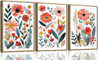 KISSFOX Colorful Wildflower Canvas Wall Art Set Of 3 Flowers Pictures Prints by KISSFOX