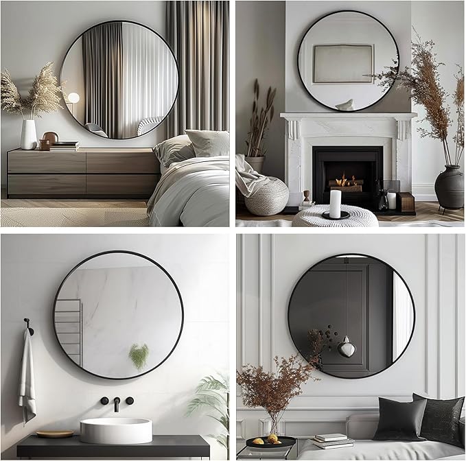 Sunniry Round Mirror 30 inch, Large Round Mirror, Circle Mirrors - Image 6