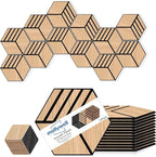 Mollywell Acoustic Panels, PVC Wood-Grain, 14x12 Inch Hexagon Carved Sound by Mollywell