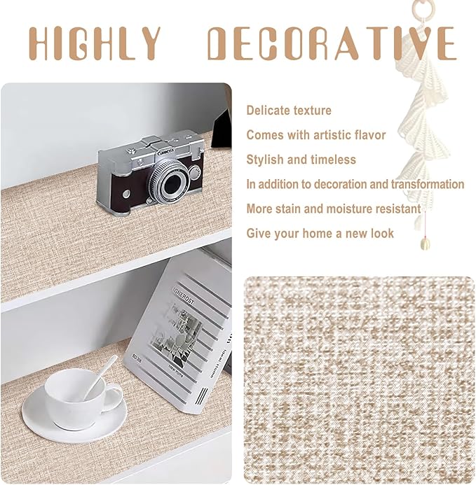 Amiya Grasscloth Khaki Wallpaper 17.3"x120" Peel and Stick Tan Faux Fabric - Image 4