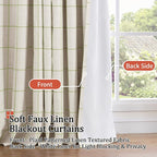 Lajode Sage Green Plaid Linen Blackout Curtains - Image 3