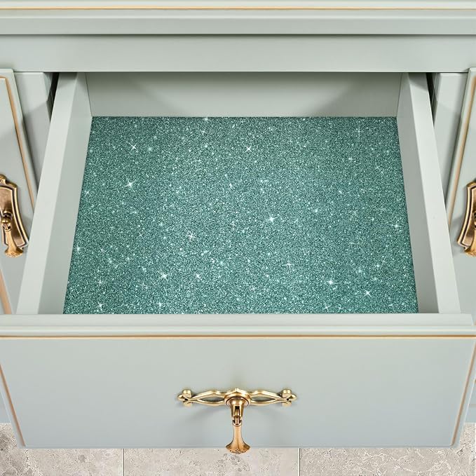 CRE8TIVE 8"x354" Light Teal Glitter Wallpaper Border Peel and Stick Wall Border - Image 4