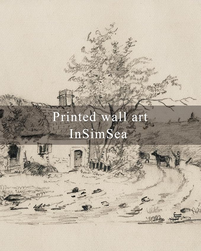 InSimSea Framed Canvas Wall Art, Vintage Sketch Landscape Painting, Rustic - Image 7