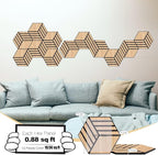 Mollywell Acoustic Panels, PVC Wood-Grain, 14x12 Inch Hexagon Carved Sound - Image 2